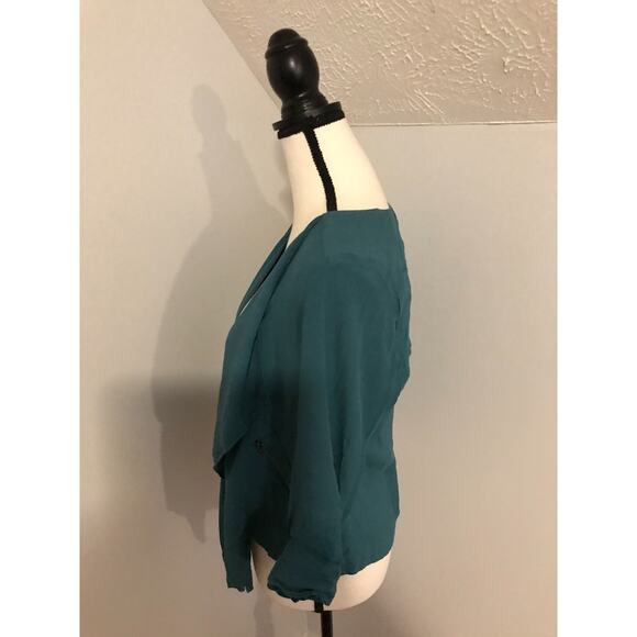 Anthropologie Elevenses Eldora Draped Blue Jacket - Size Medium - Picture 2 of 11